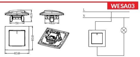 Łącznik pojedynczy z podświetleniem VCX WESA LC 03 Biały