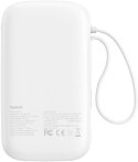 Powerbank Baseus QPow 2 10000mAh 30W z 2 wbudowanymi kablami USB-C - biały
