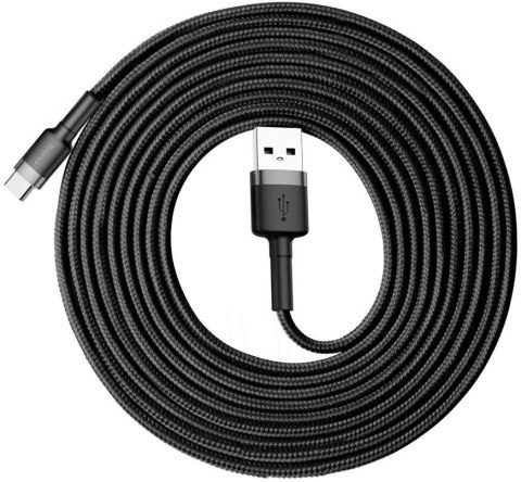 KABEL USB-A / USB-C Baseus Cafule CATKLF-UG1 300cm 2A QC 3.0 CZARNO-SZARY W NYLONOWYM OPLOCIE