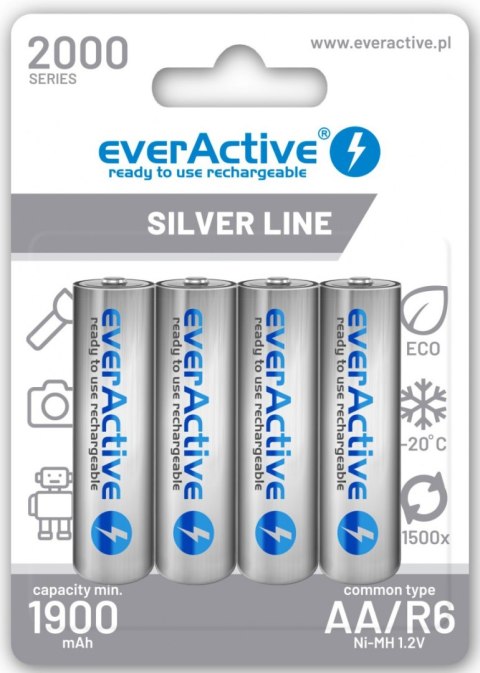 Akumulatorki AA / R6 Ni-MH everActive 2000mAh Silver Line (box 4 szt.)