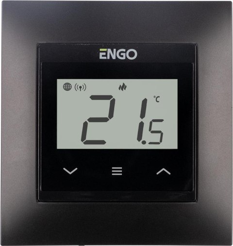 ENGO Controls E55-B - Regulator temperatury do ramki 55x55, 230V, czarny, Internetowy, Wi-Fi