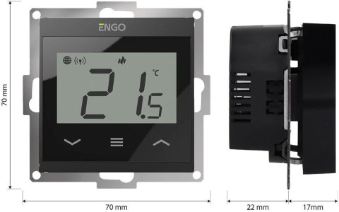 ENGO Controls E55-B - Regulator temperatury do ramki 55x55, 230V, czarny, Internetowy, Wi-Fi
