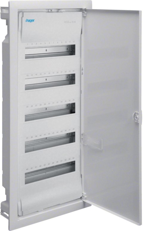 Rozdzielnica podtynkowa z drzwiami metalowymi, 5 rzędów, 60 modułów, IP30, HAGER Volta VU60NC