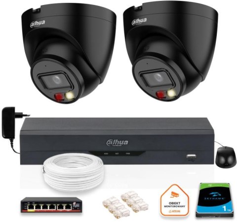ZESTAW 2 Kamery IP Dahua 4mpx IPC-HDW1439V-A-IL-BLACK + DYSK