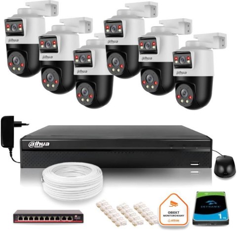 Zestaw monitoringu IP Dahua 6 kamer obrotowych 2MP+2MP z dyskiem 1TB