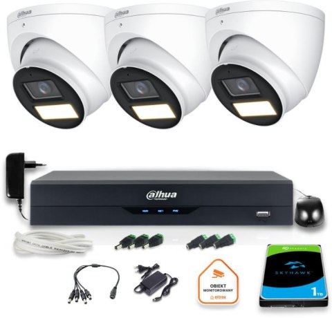 Zestaw monitoringu 4w1 Dahua 3 Kamery zewnętrzne FullHD z dyskiem