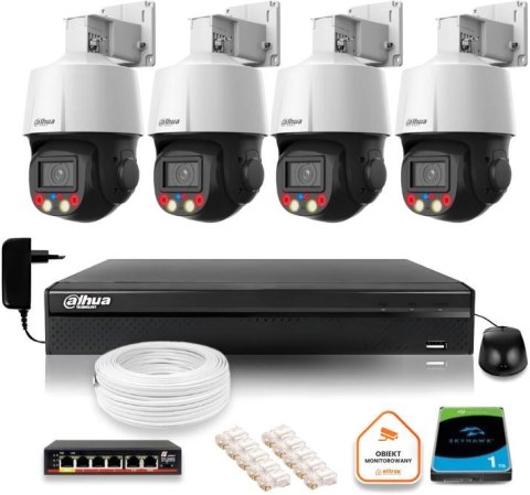 Zestaw monitoringu IP Dahua 4 kamery obrotowe 4MPx dysk
