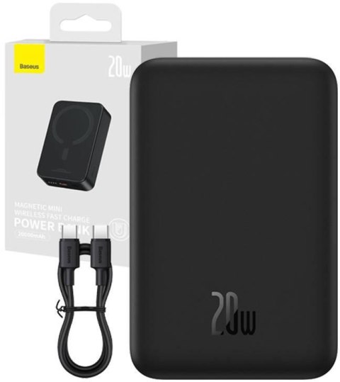 Powerbank Baseus Magnetic Mini PPCX150001 20000mAh 20W PD ŁADOWANIE INDUKCYJNE Qi USB-C KABEL USB-C