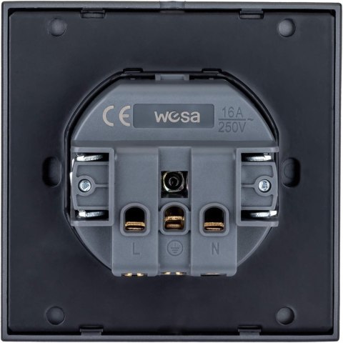 Gniazdo pojedyncze z uziemieniem szare WESA - CC TR 13X