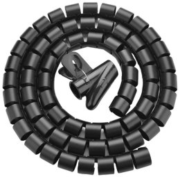 Organizer do kabli Unitek spiralny organizer na kable, 25 metrów, 22 mm średnicy, czarny