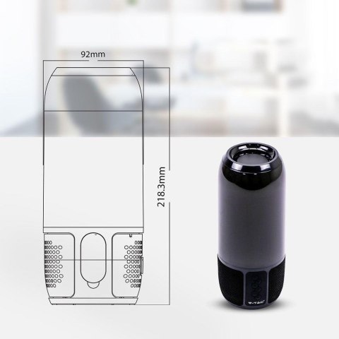 Bezprzewodowy inteligentny głośnik LED V-TAC z technologią bluetooth 2x3W USB micro SD czarny VT-7456