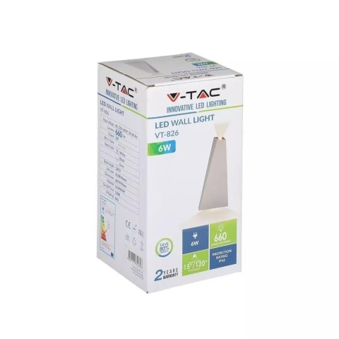 Kinkiet ścienny V-TAC 6W LED biały IP65 VT-826 4000K 660lm
