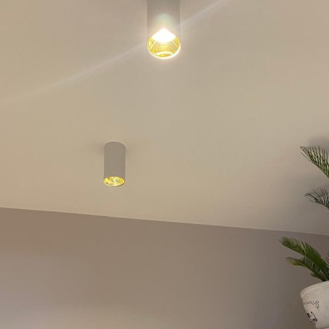 Oprawa sufitowa V-TAC GU10 okrągła natynkowa tuba biały+złoty 80x140mm VT-882-R 3 lata gwarancji