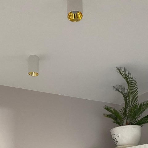 Oprawa sufitowa V-TAC GU10 okrągła natynkowa tuba biały+złoty 80x140mm VT-882-R 3 lata gwarancji