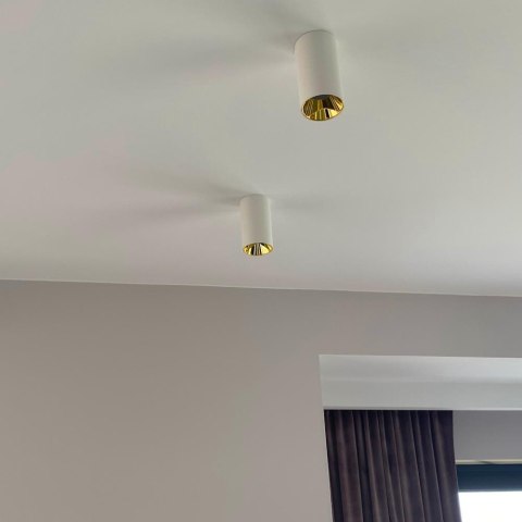 Oprawa sufitowa V-TAC GU10 okrągła natynkowa tuba biały+złoty 80x140mm VT-882-R 3 lata gwarancji