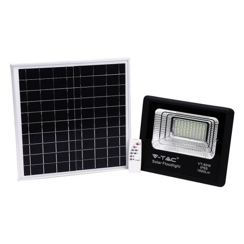 Projektor LED solarny V-TAC 20W czarny IP65 pilot timer VT-60W 6000K 1650lm