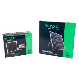 Projektor LED solarny V-TAC 20W czarny IP65 pilot timer VT-60W 6000K 1650lm