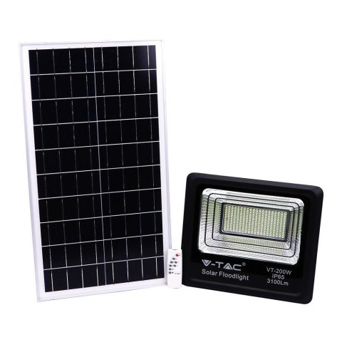 Projektor LED solarny V-TAC 40W czarny IP65 pilot timer VT-200W 4000K 3100lm