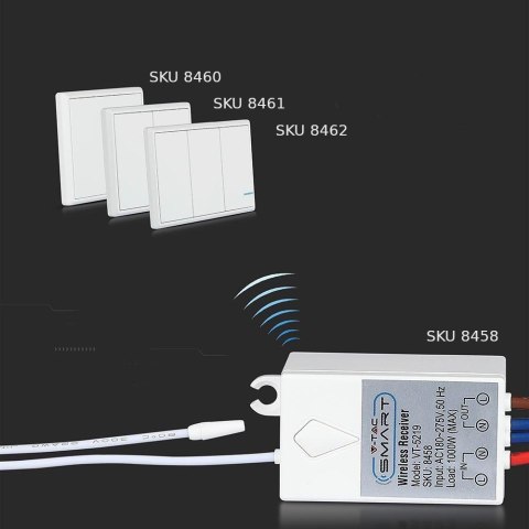 Przełącznik bezprzewodowy podwójny IP54 do SKU 8458 8459 V-TAC VT-5132