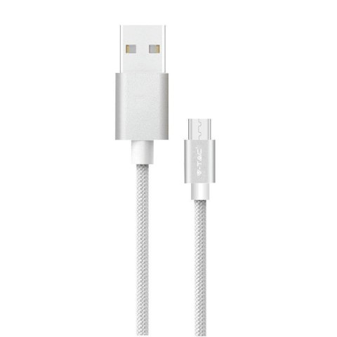 Przewód USB V-TAC typ C 1M srebrny seria platinum VT-5334