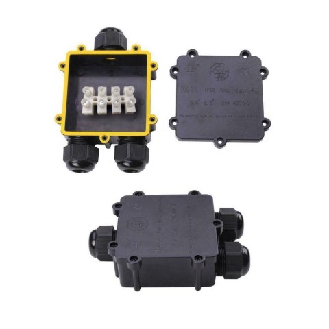 Puszka złączka mufa hermetyczna 4x5Pin czarna trójnik 0.5-2,5mm2 średnica przewodu 8-12mm IP68 V-TAC VT-870