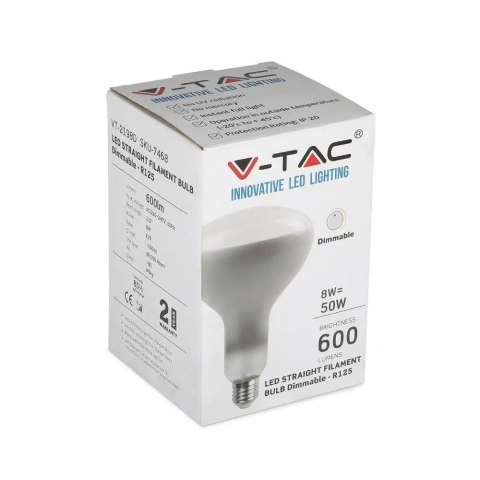 Żarówka LED V-TAC 8W filament E27 R125 ściemnialna VT-2198D 4000K 600lm