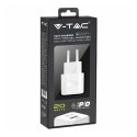 Ładowarka USB V-TAC szybka 20W biała mini dual USB type-A type-C VT-5320-W