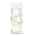 Opaski zaciskowe V-TAC 2.5x200mm biała 8kg Nylon66 (opak. 100szt)