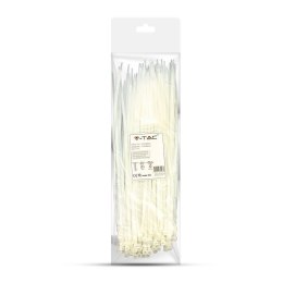 Opaski zaciskowe V-TAC 4.5x300mm biała 22kg Nylon66 (opak. 100szt)