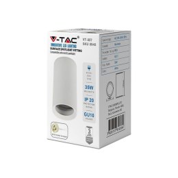 Oprawa V-TAC aluminiowa GU10 okrągła natynkowa tuba biała 60x100mm VT-807-W 3 lata gwarancji