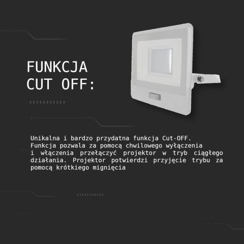 Projektor LED V-TAC 10W SAMSUNG CHIP czujnik ruchu biały Z mufą VT-118S 3000K 735lm 5 lat gwarancji