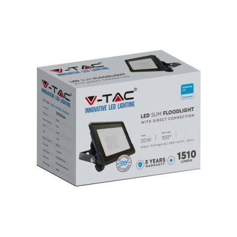 Projektor LED V-TAC 20W SAMSUNG CHIP czarny Z mufą VT-128 6500K 1510lm 5 lat gwarancji
