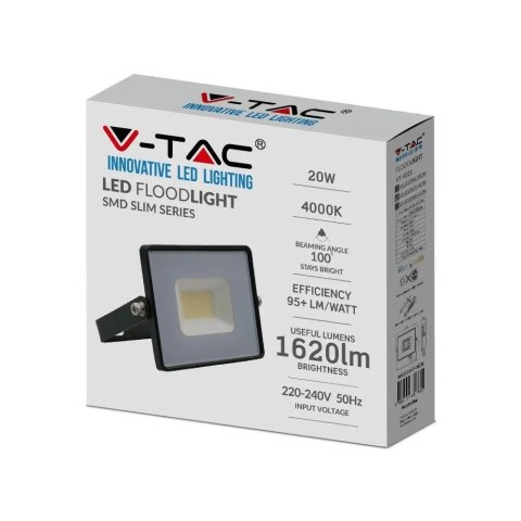 Projektor LED V-TAC 20W SMD E-series czarny VT-4021 6500K 1620lm