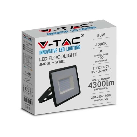 Projektor LED V-TAC 50W SMD E-series czarny VT-4051 4000K 4300lm