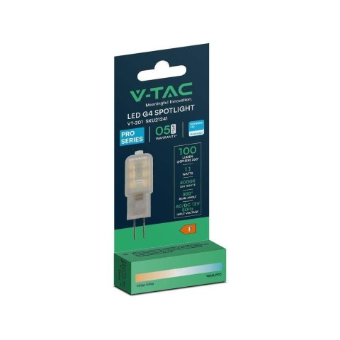 Żarówka LED V-TAC SAMSUNG CHIP 1.1W G4 VT-201 3000K 100lm 5 lat gwarancji