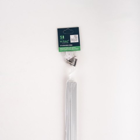 Profil aluminiowy anodowany kątowy V-TAC 2mb klosz mleczny VT-8114