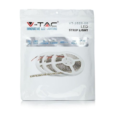 Taśma LED V-TAC 12V SMD3528 300LED IP20 3,6W/m VT-3528 60-IP20 Kolor Żółty 400lm