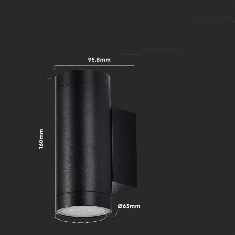 Kinkiet ścienny ogrodowy elewacyjny V-TAC góra dół 2xGU10 czarny IP54 VT-11015