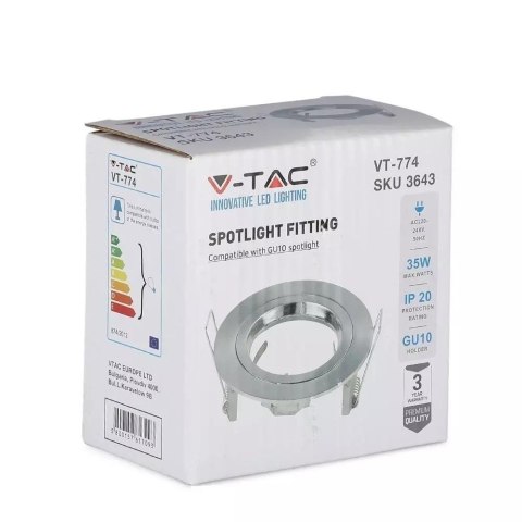 Oczko V-TAC aluminiowe odlew GU10 okrągłe satyna VT-774-SN
