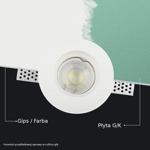 Oczko V-TAC gips GU10 wpuszczane okrągłe 120x120 białe VT-714