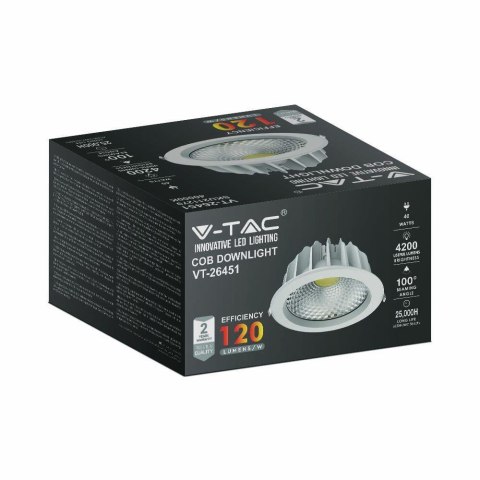 Oprawa LED V-TAC 40W COB downlight 120Lm/W VT-26451 6000K 4200lm
