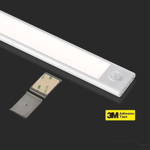 Oprawa podszafkowa V-TAC 2,5W LED srebrna czujnik ruchu ładowanie USB 60cm VT-8143 4000K 260lm