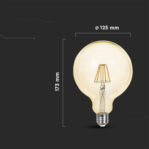 Żarówka LED V-TAC 12W filament E27 kula glob G125 bursztyn VT-2153 2200K 1350lm