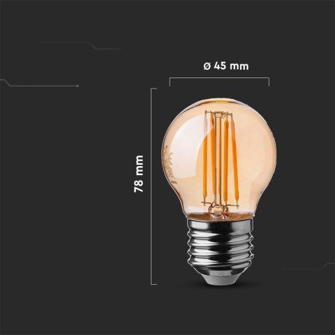 Żarówka LED V-TAC 4W filament E27 G45 bursztyn VT-1957 2200K 350lm