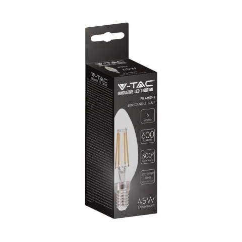 Żarówka LED V-TAC V-TAC 6W filament E14 świeczka VT-2127 4000K 600lm