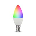 Żarówka LED smart WI-FI V-TAC 4.8W E14 świeczka tuya Alexa Google Home VT-5114-N RGB+2700K-6400K 450lm