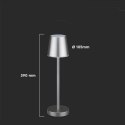 Lampka biurkowa nocna V-TAC 3W LED 39cm ładowanie ściemnianie szara VT-7703 3000K 70lm