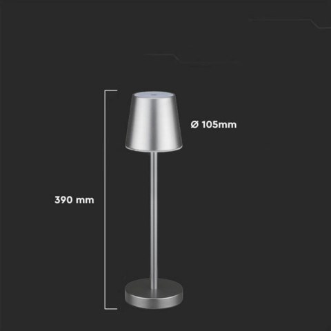 Lampka biurkowa nocna V-TAC 3W LED 39cm ładowanie ściemnianie szara VT-7703 3000K 70lm