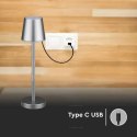 Lampka biurkowa nocna V-TAC 3W LED 39cm ładowanie ściemnianie szara VT-7703 4000K 70lm