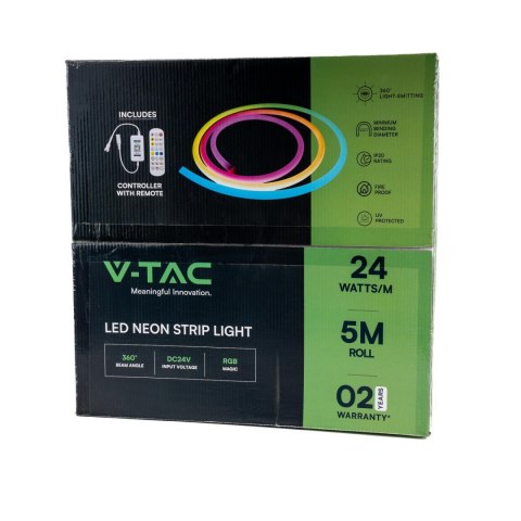Neon flex V-TAC 24V 5mb 12W/m magic color pilot sterownik VT-561 RGB